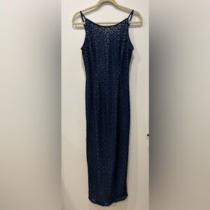 Navy Blue Scoop Back Scott McClintock Maxi Dress